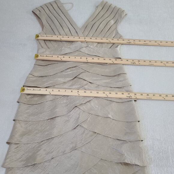 Adriana Papell truffle empire waist dress champagne sheath dress Size 6 Formal - Picture 5 of 11